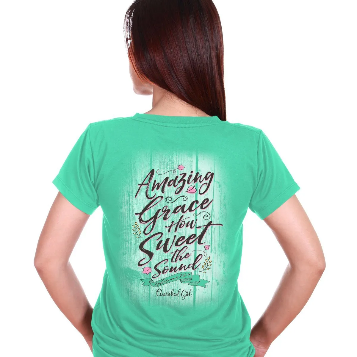 Cherished Girl Amazing Grace How Sweet the Sound Girlie Christian Bright T Shirt