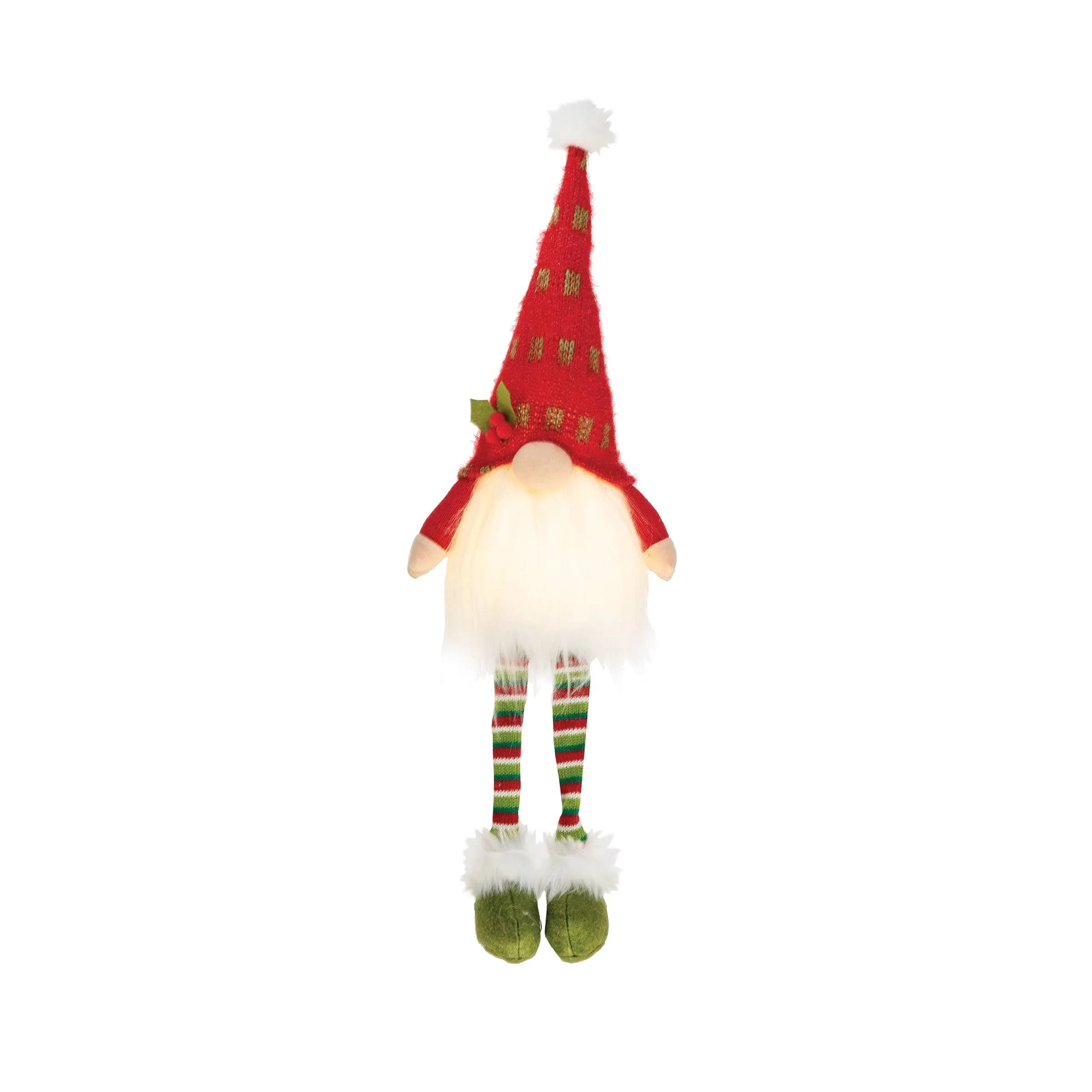 Christmas Red Sitting Gnome w/LED Figurine