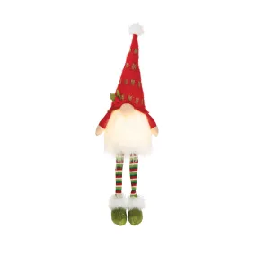 Christmas Red Sitting Gnome w/LED Figurine