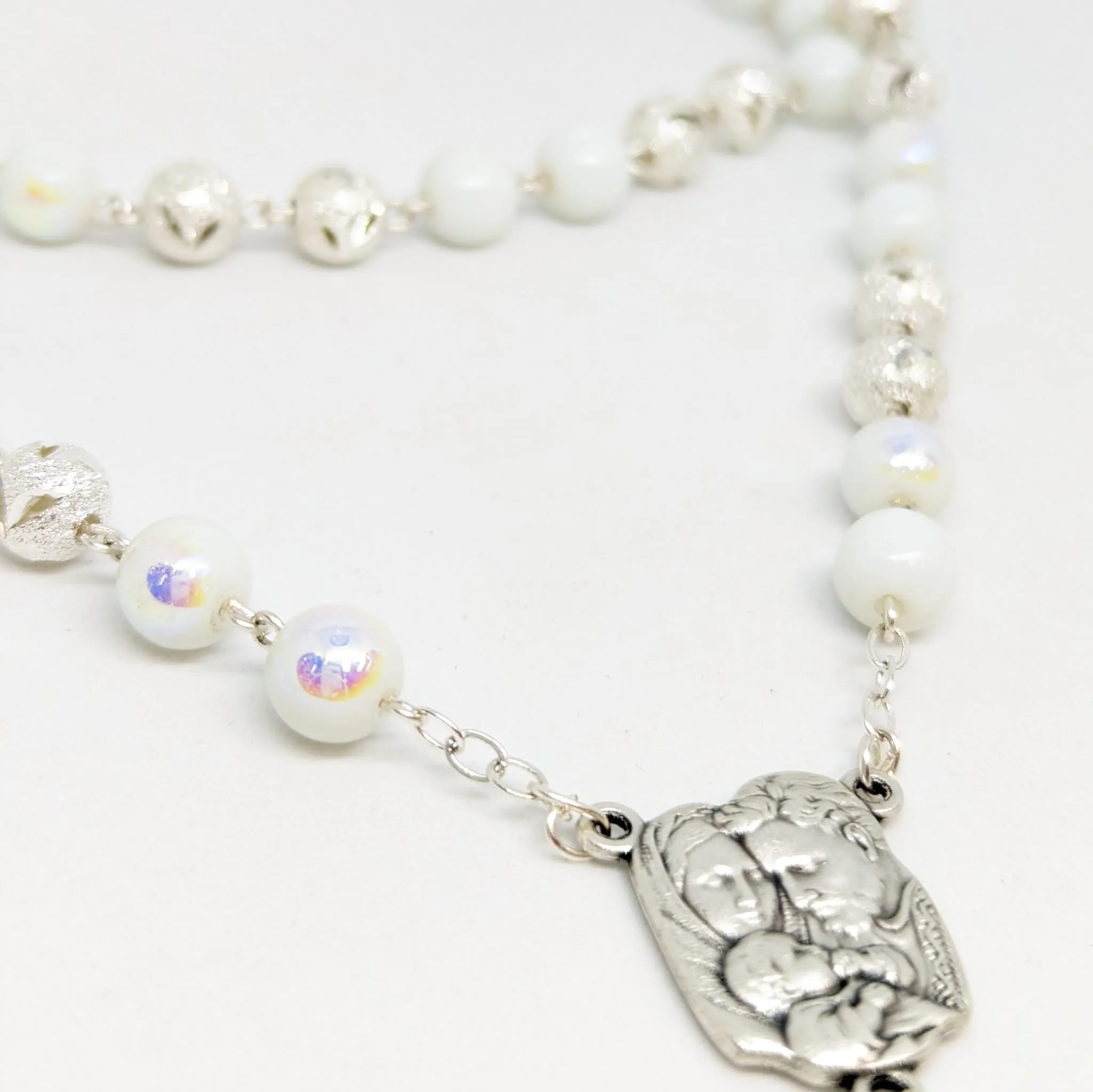 Christmas Rosary - Silver Holy Family