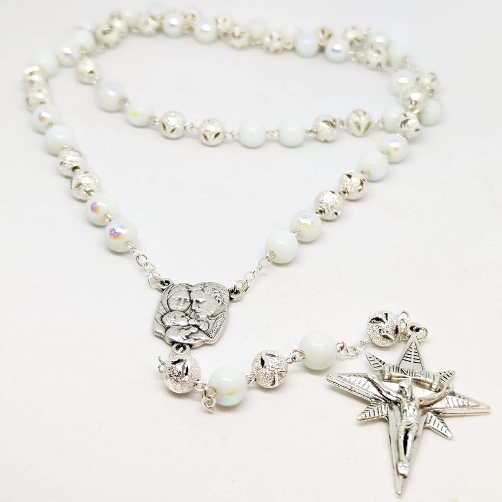 Christmas Rosary - Silver Holy Family