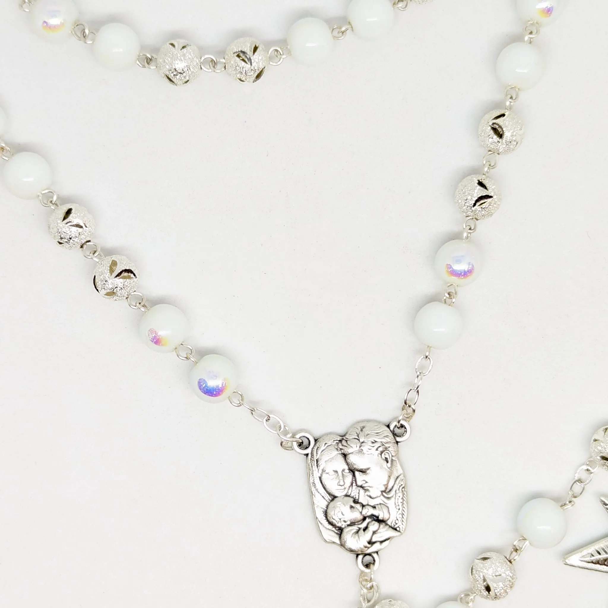 Christmas Rosary - Silver Holy Family