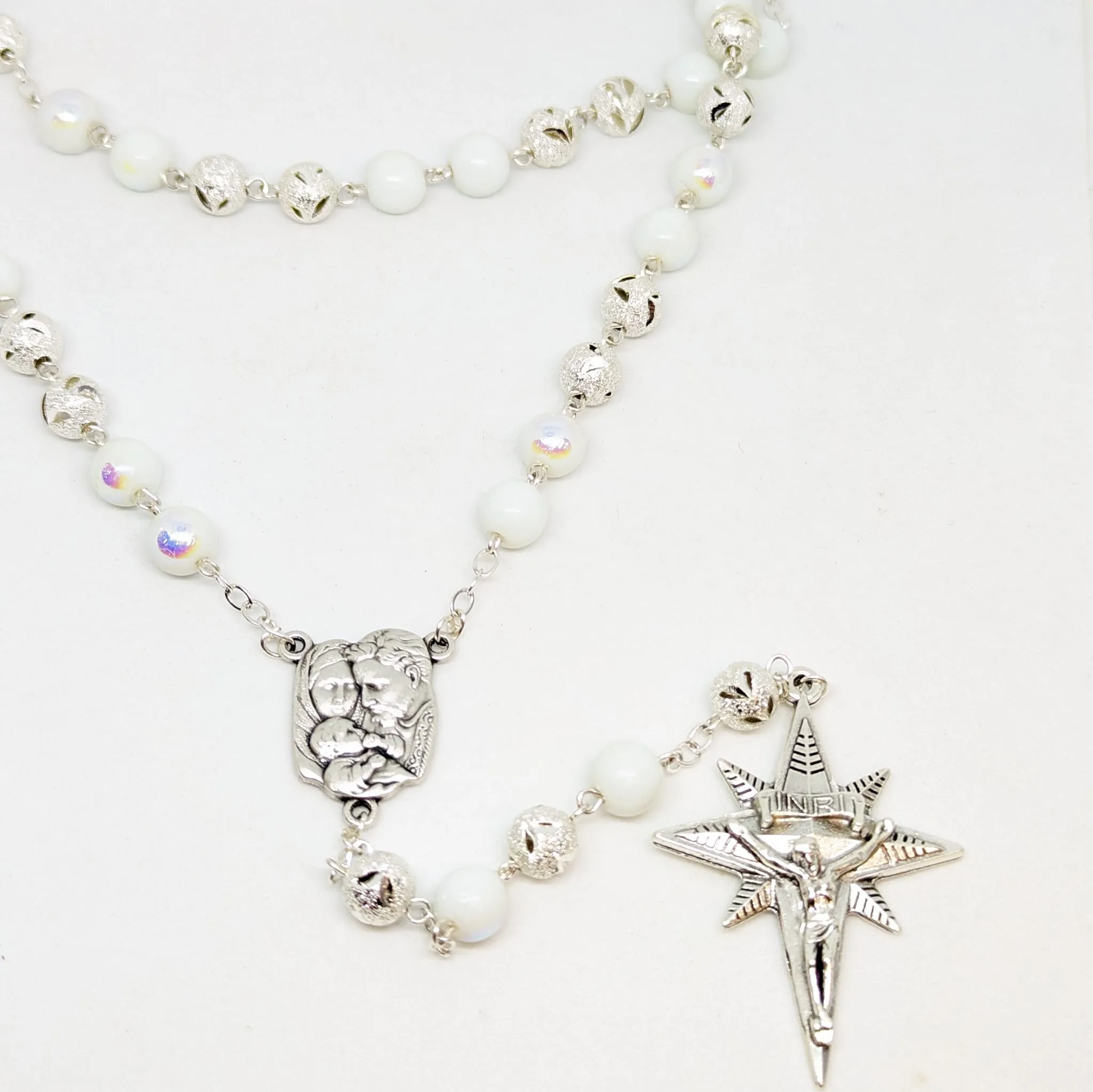 Christmas Rosary - Silver Holy Family