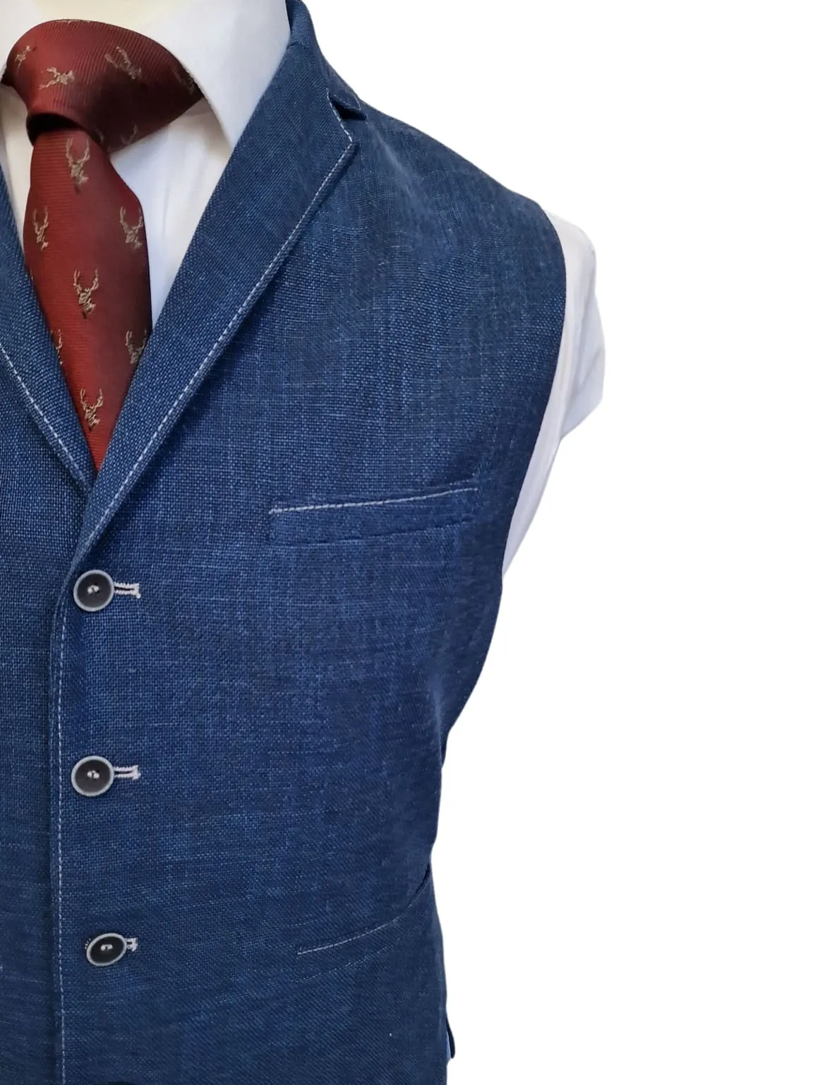 Classic Miami Men's Blue Lapel Waistcoat