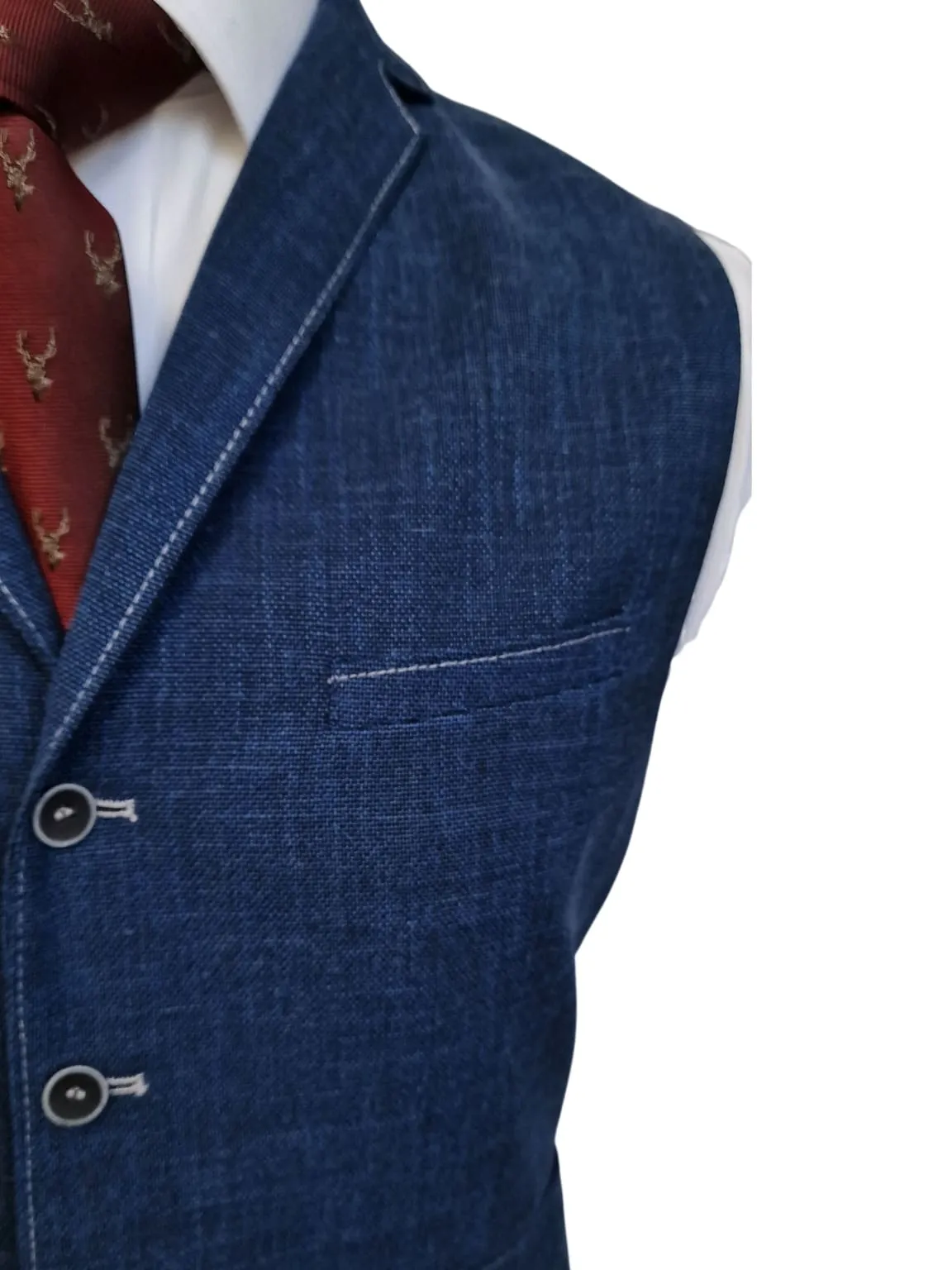 Classic Miami Men's Blue Lapel Waistcoat