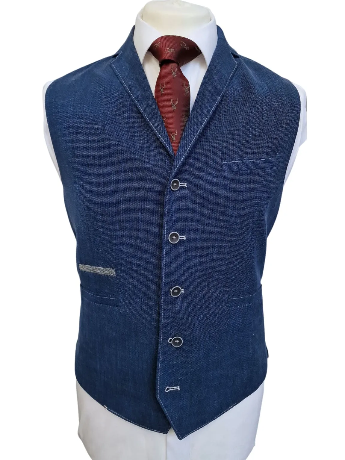 Classic Miami Men's Blue Lapel Waistcoat