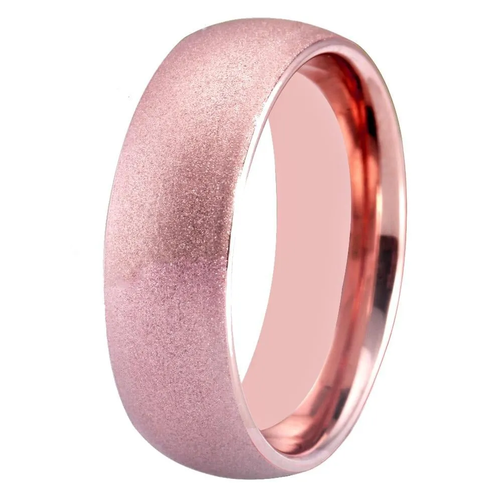 Classic Rose Golden Sandblasted Tungsten Carbide Wedding Band