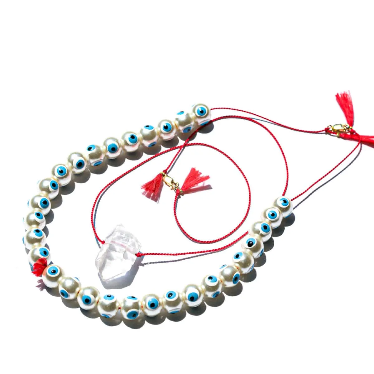 Clear Quartz Red String Necklace