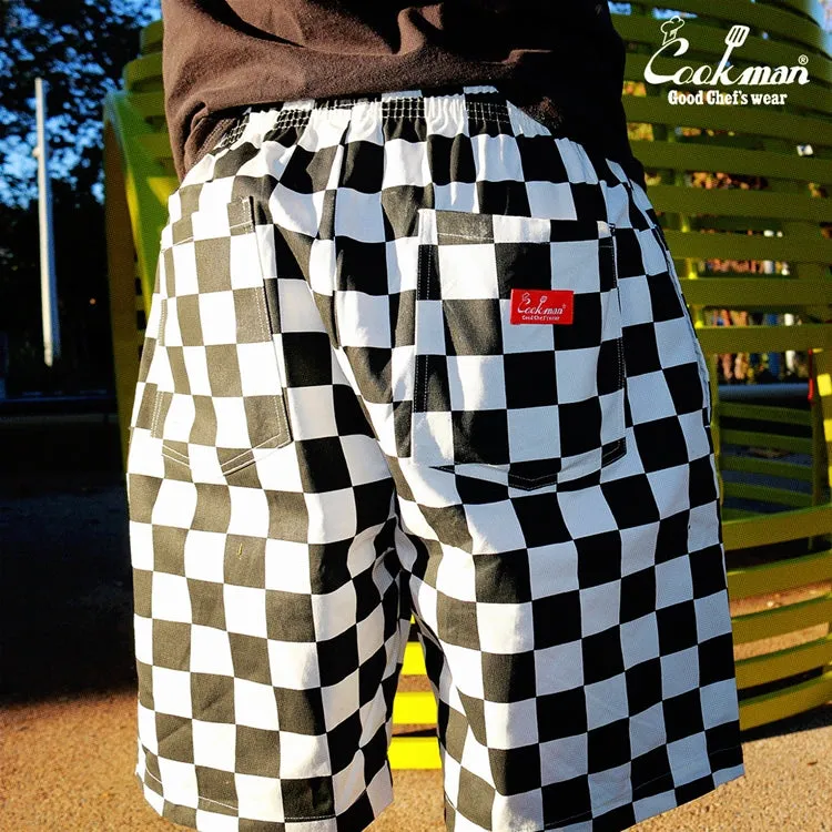 Cookman Chef Short Pants Front Pocket - Checker : Black