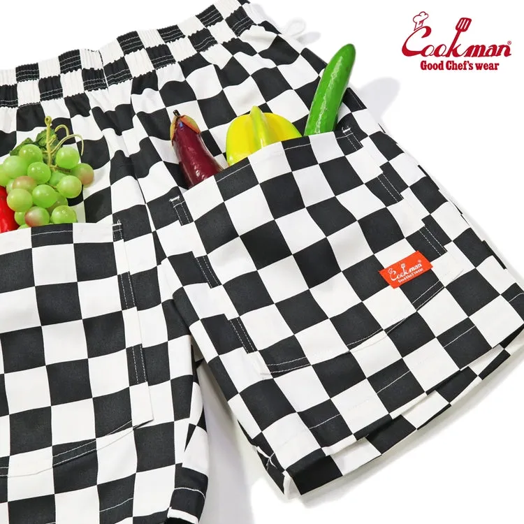 Cookman Chef Short Pants Front Pocket - Checker : Black