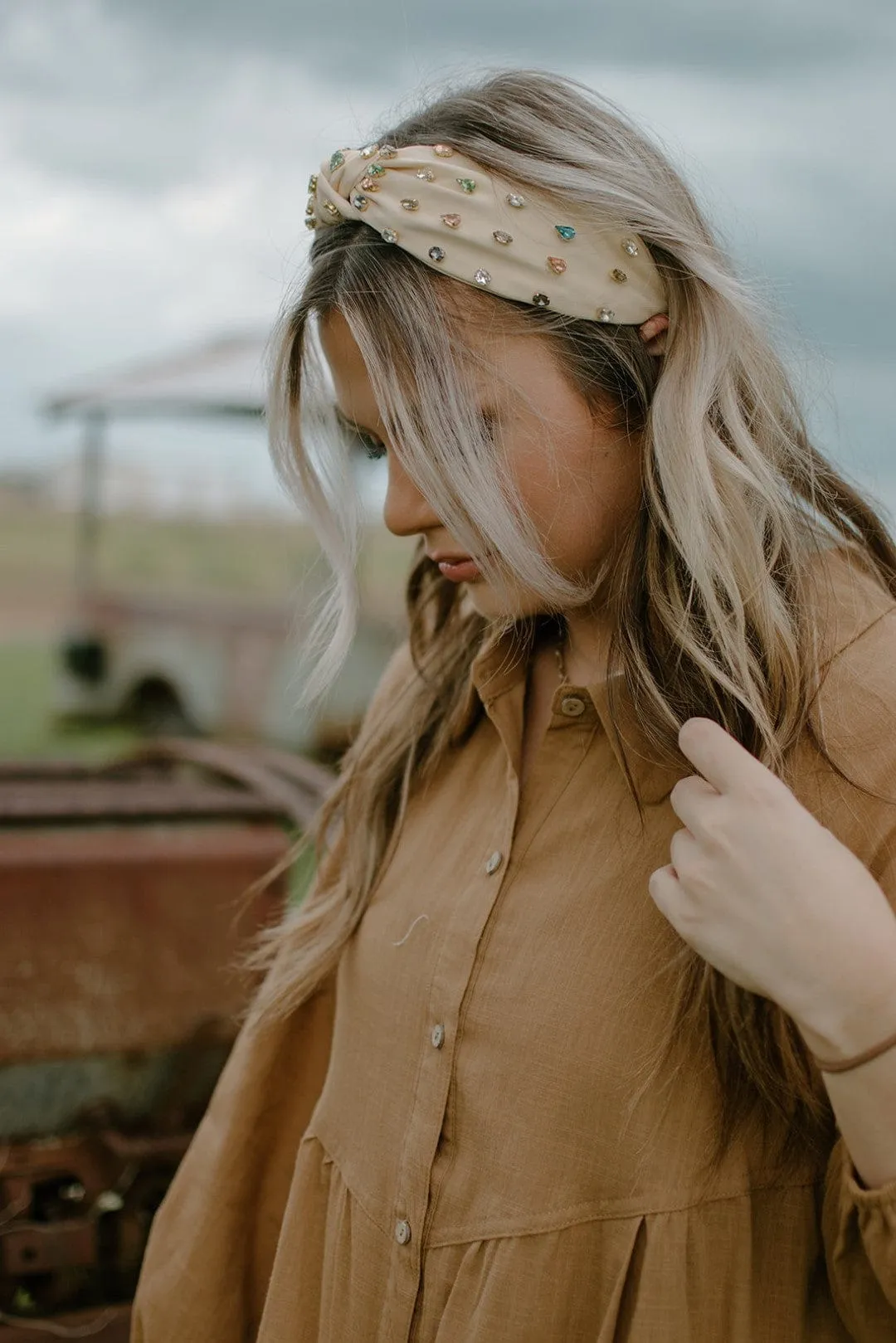 Cream Gem Headband