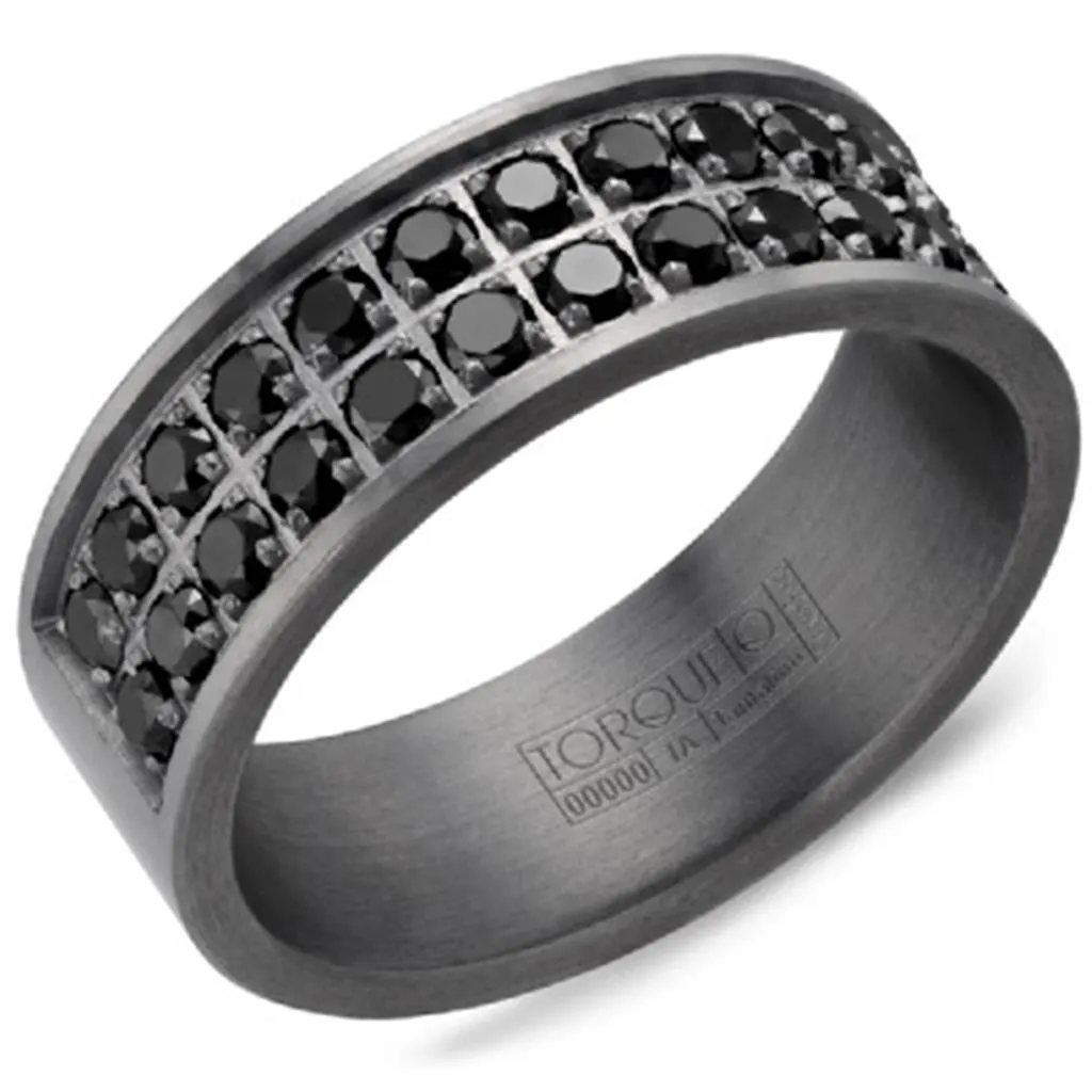 Crown Ring Torque Grey Tantalum 8mm Black Diamond Wedding Band