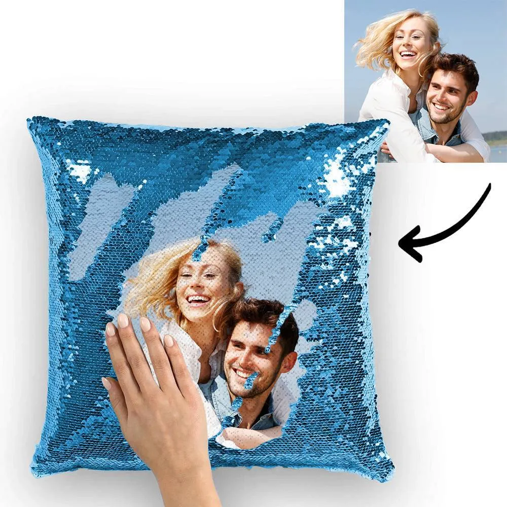 Custom Couple Photo Magic Sequins Pillow Case Only 15.75''*15.75''