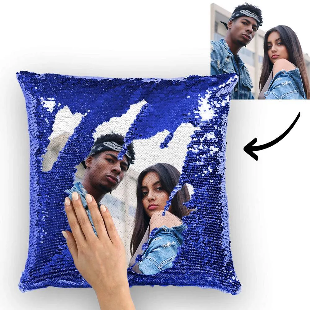 Custom Couple Photo Magic Sequins Pillow Case Only 15.75''*15.75''