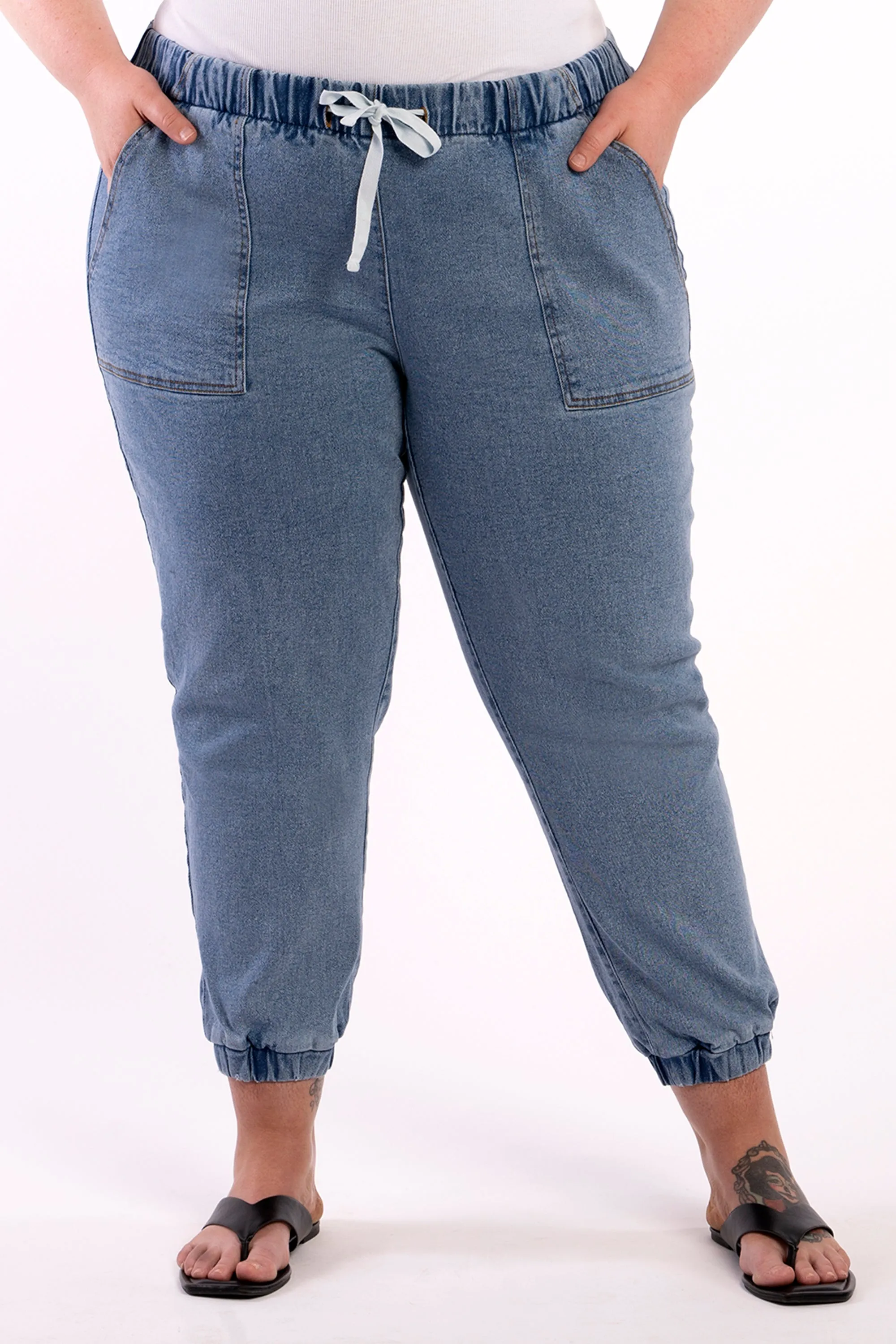 Dexy Midnight Denim Joggers - Light Wash - FINAL SALE - LAST ONES - XS(12/4) & S(14/16)