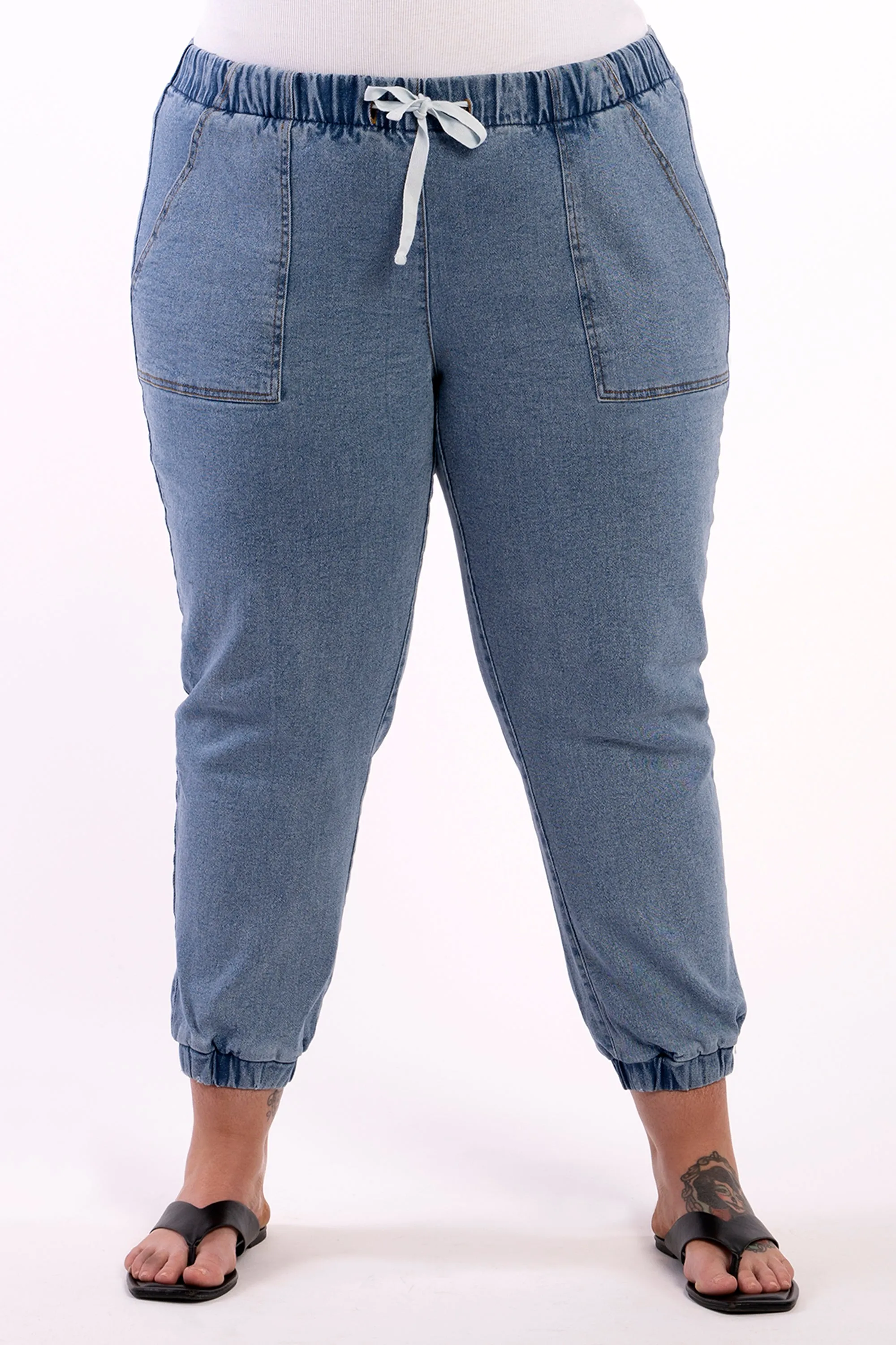 Dexy Midnight Denim Joggers - Light Wash - FINAL SALE - LAST ONES - XS(12/4) & S(14/16)