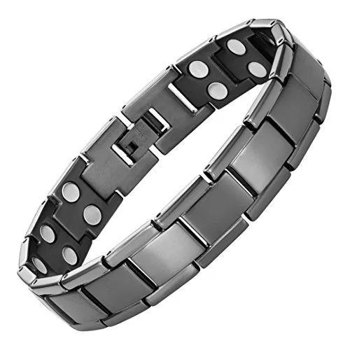 Double Strength Titanium Magnetic Therapy Bracelet For Arthritis Pain Relief Gray