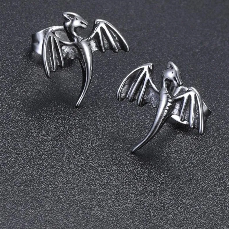 Dragon Shape Stainless Steel Punk Rock Stud Earrings