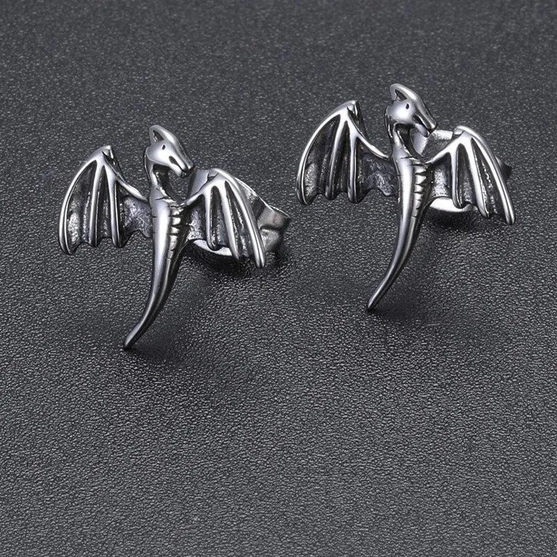 Dragon Shape Stainless Steel Punk Rock Stud Earrings