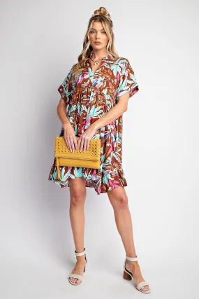 Easel Printed Rayon Challis Woven Dress