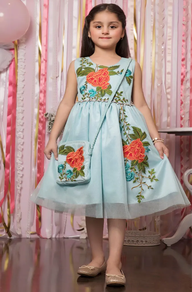 Embroidered Floral Cotton Net Frock | BIRTHDAY BASH | F2013