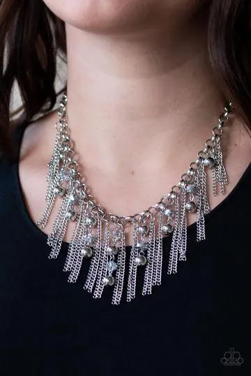 Ever Rebellious Silver Fringe Necklace - Paparazzi Accessories