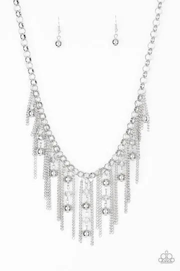 Ever Rebellious Silver Fringe Necklace - Paparazzi Accessories