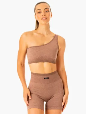 Excel Seamless One Shoulder Sports Bra - Mocha Marl