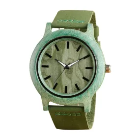 Fashion Men Wooden Watch with Green Strap