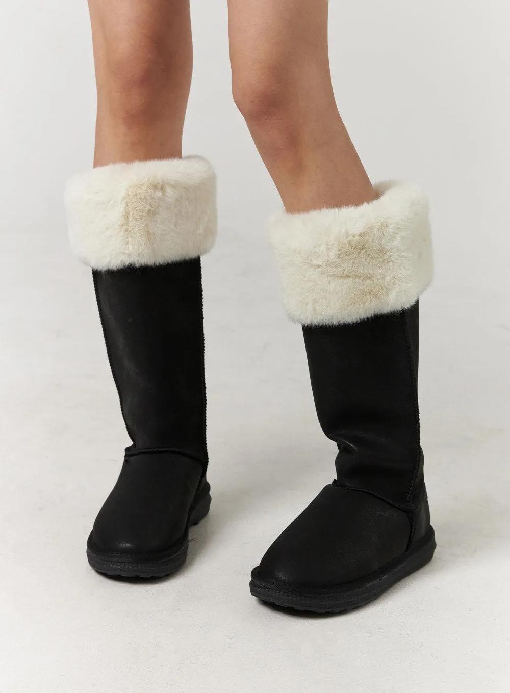 Flat Faux Shearling Ankle Boots CJ405