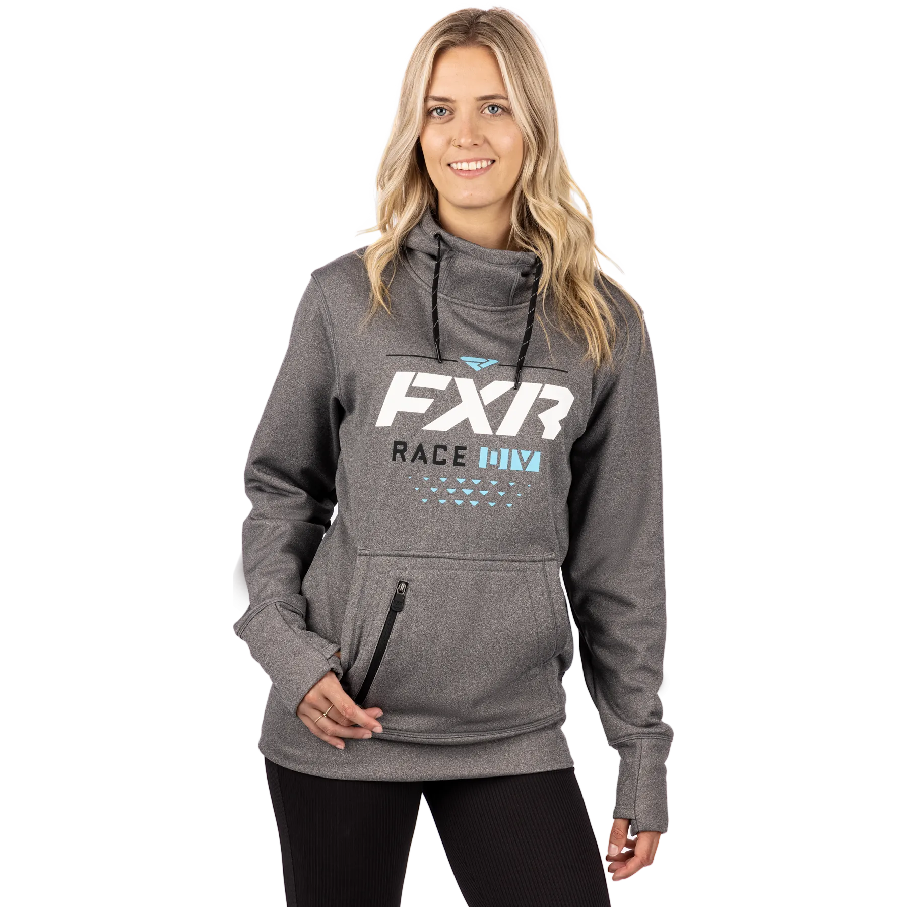 FXR Women's Race Division Tech Pullover Fleece Grey Heather/Sky Blue