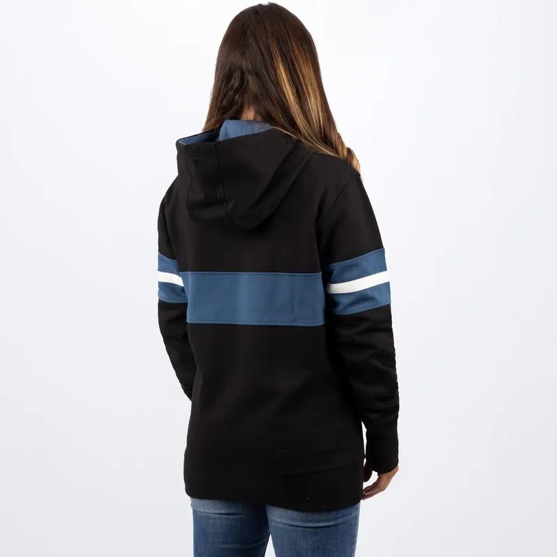 FXR Women's Stripe Pullover Fleece Black/Ocean