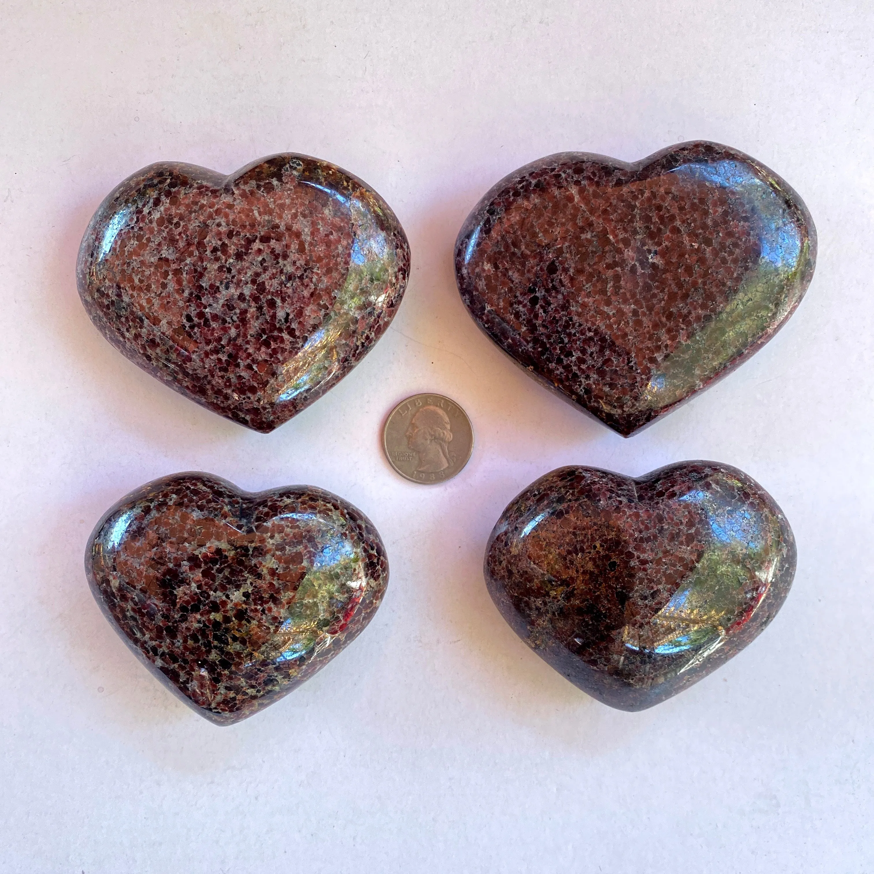 Garnet Gemstone Carved Hearts