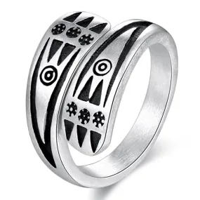 Geometric Design 925 Sterling Silver Adjustable Vintage Punk Rock Ring