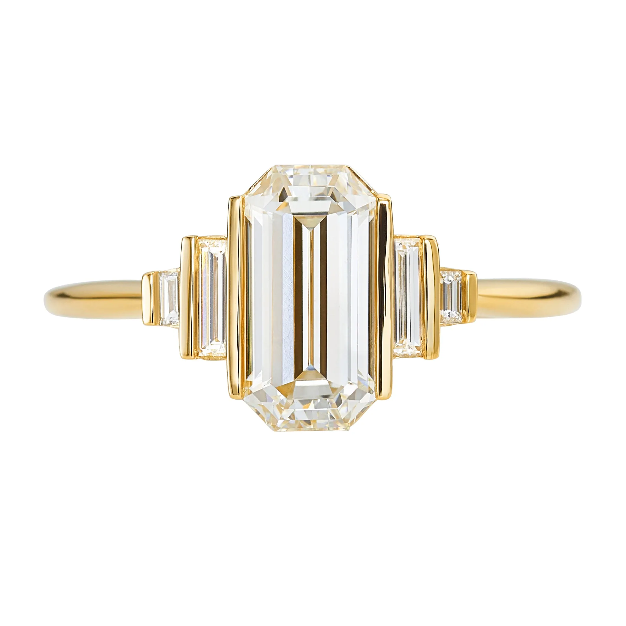 Geometric Emerald Cut Diamond Engagement Ring