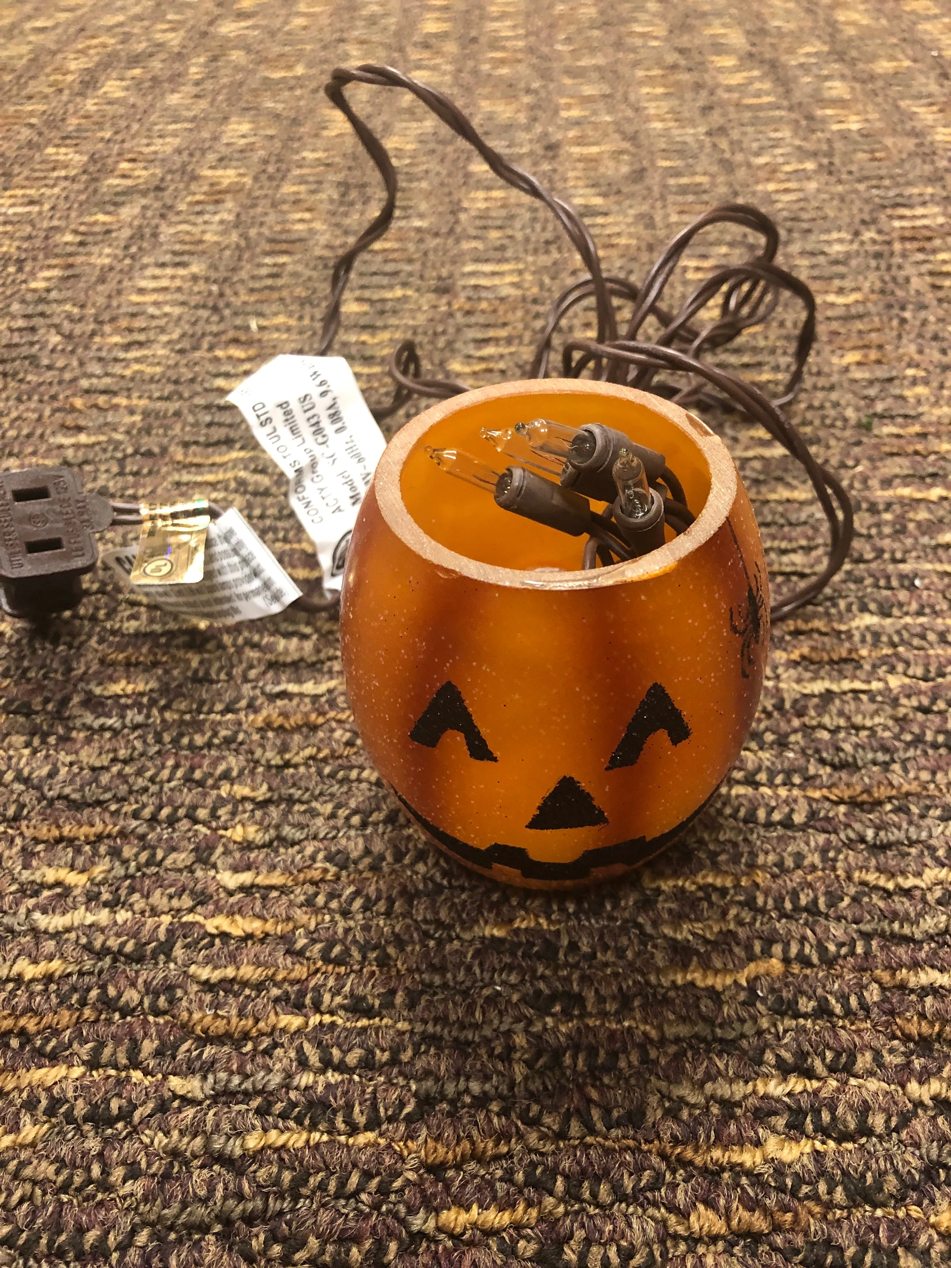 Glittered Pumpkins Pre-Lit Votive Glass Jar