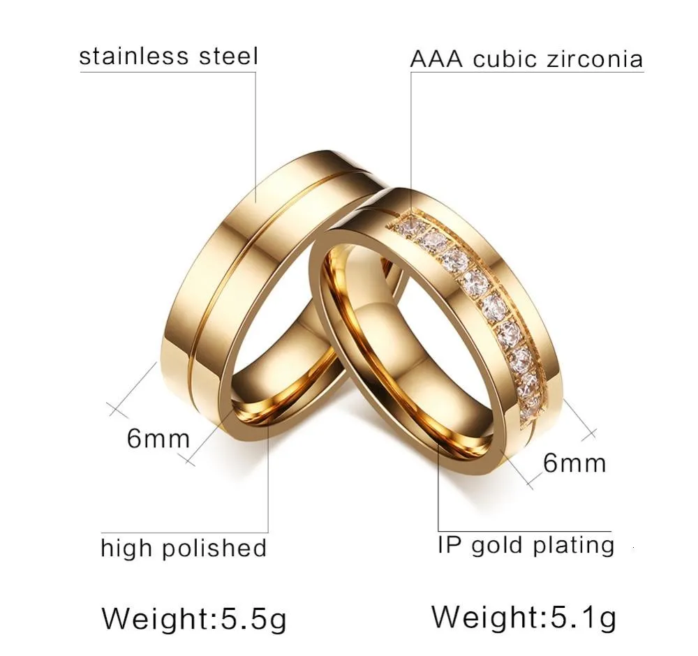 Gold Plated Stainless Steel with Channel Setting Cubic Zirconia Wedding Band