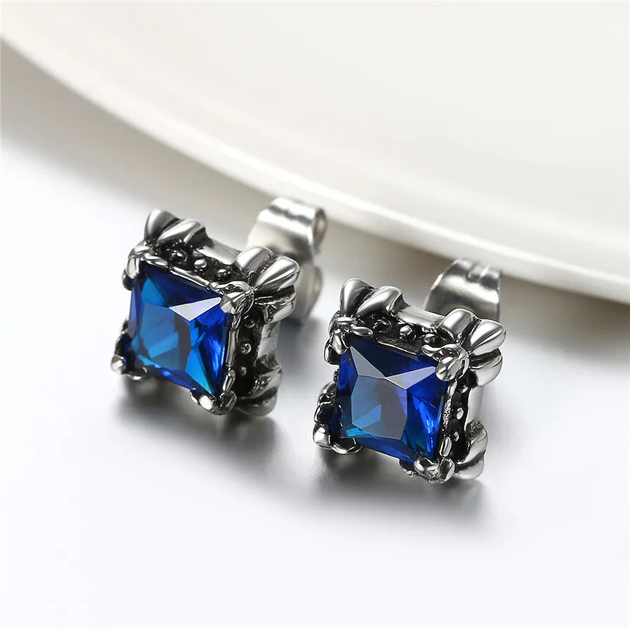 Gothic Flower Cubic Zirconia 316L Stainless Steel Stud Earrings