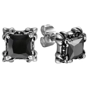 Gothic Flower Cubic Zirconia 316L Stainless Steel Stud Earrings