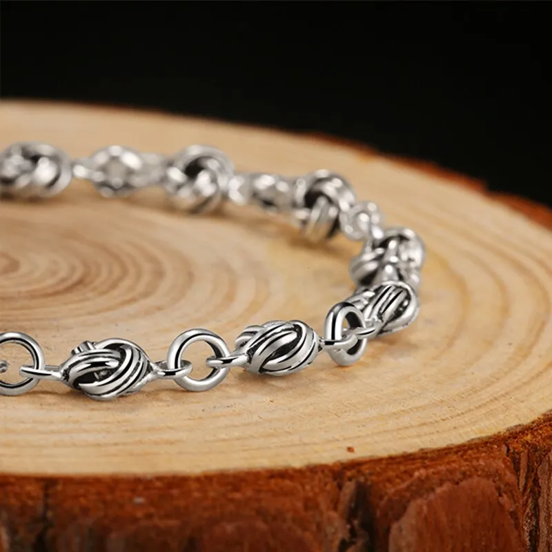 Gothic Kink Chain 925 Sterling Silver Vintage Biker Bracelet