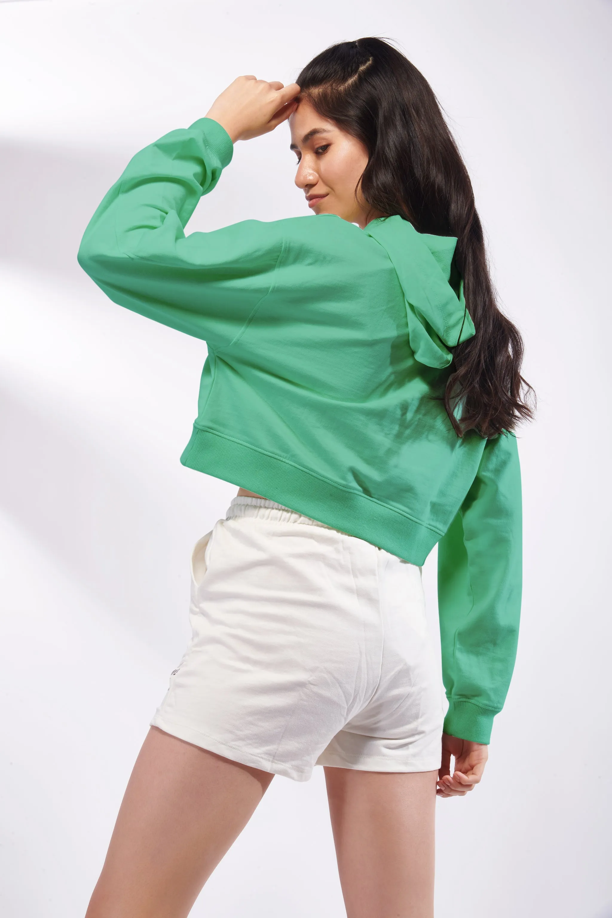 Green Crop Oversized Hoodie