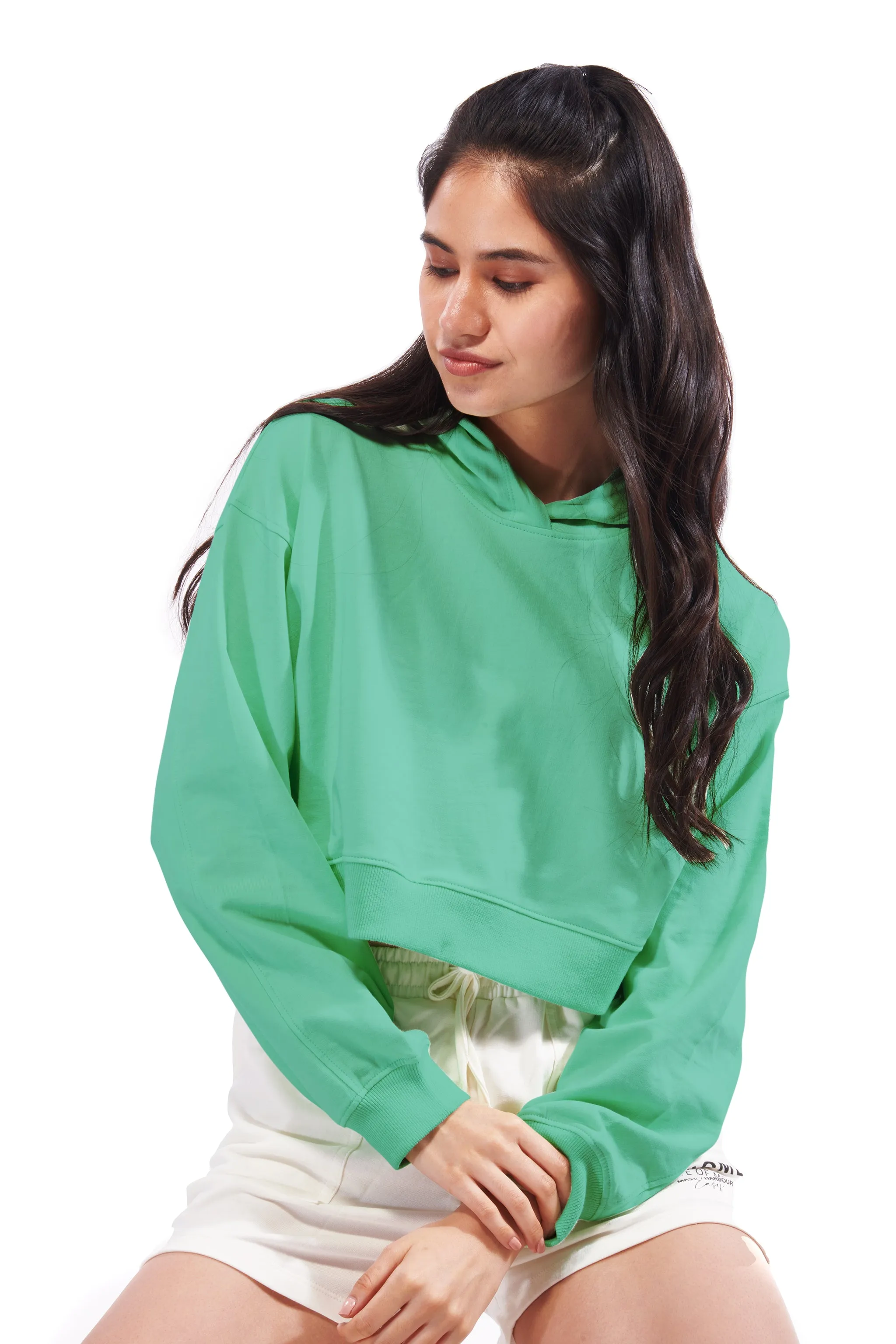 Green Crop Oversized Hoodie