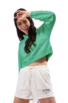 Green Crop Oversized Hoodie