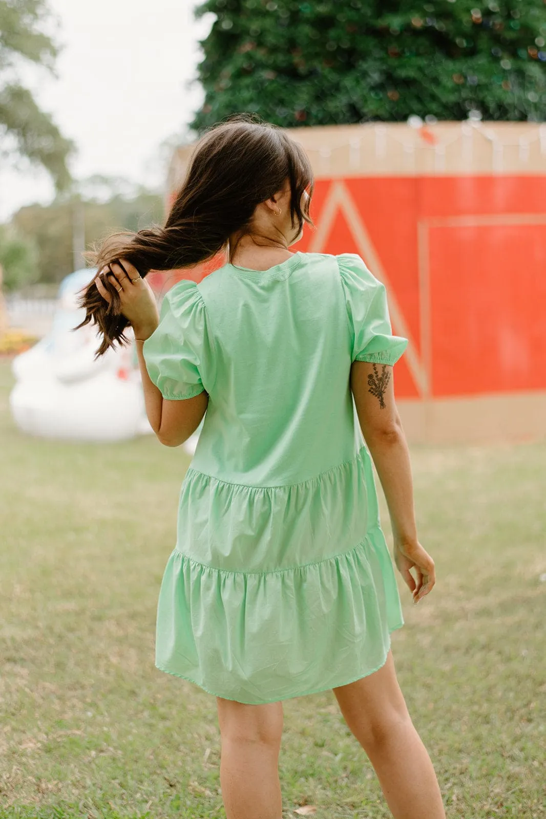 Green Grinch Sequin Babydoll Dress