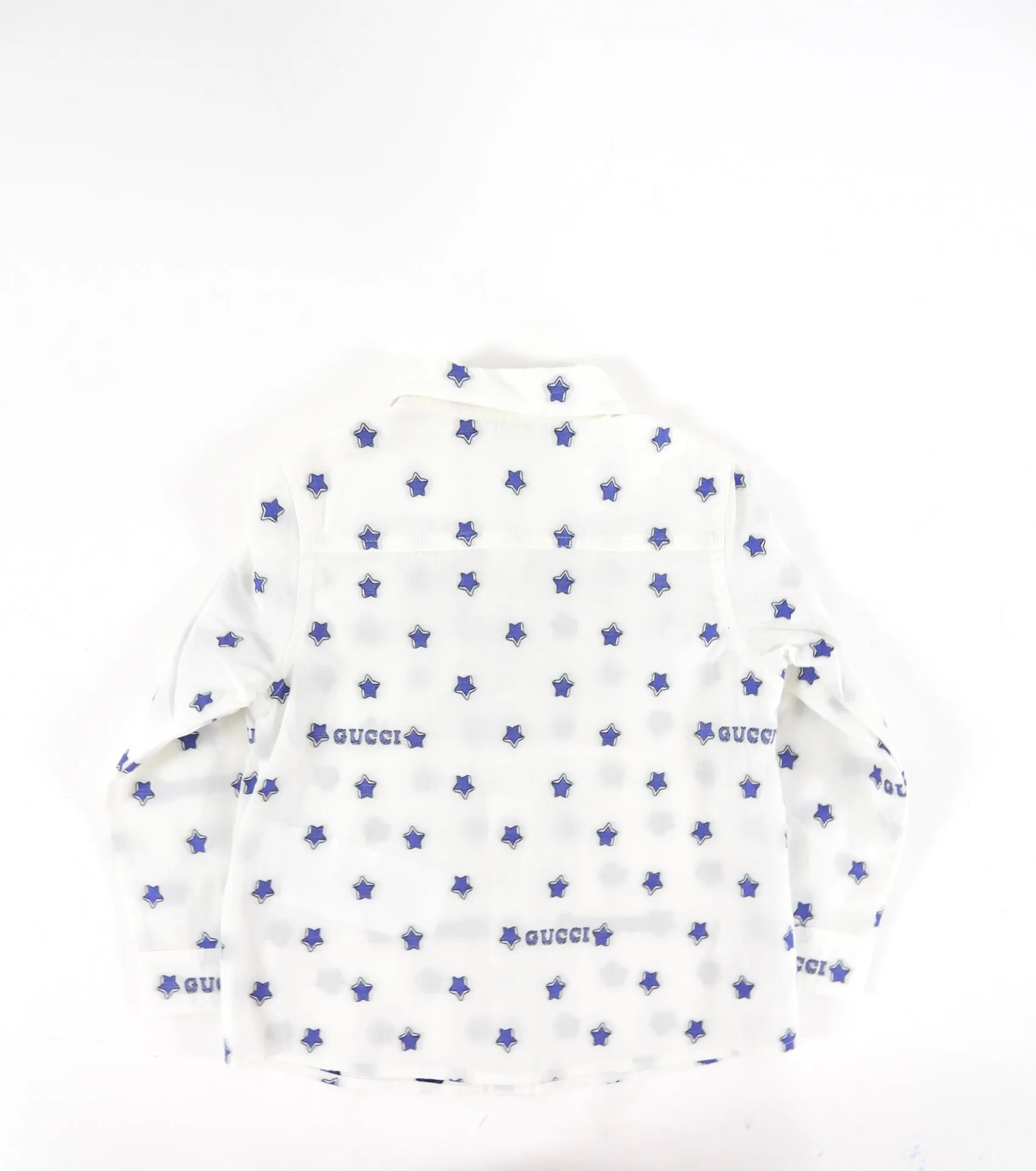 Gucci Baby White and Blue Logo Star Shirt - 12/18 M