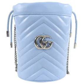 Gucci Light Blue Mini Marmont Bucket Crossbody Bag