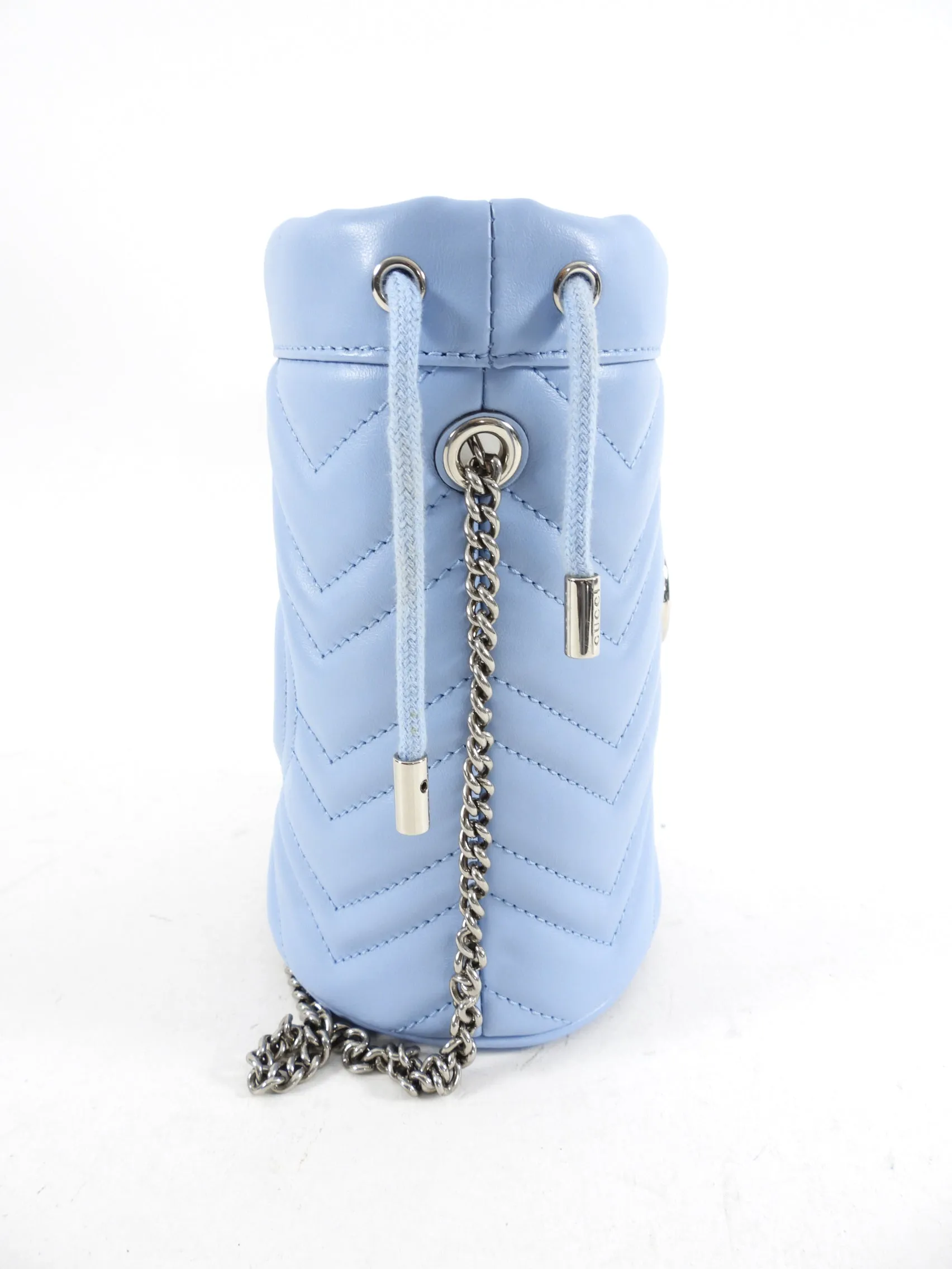 Gucci Light Blue Mini Marmont Bucket Crossbody Bag