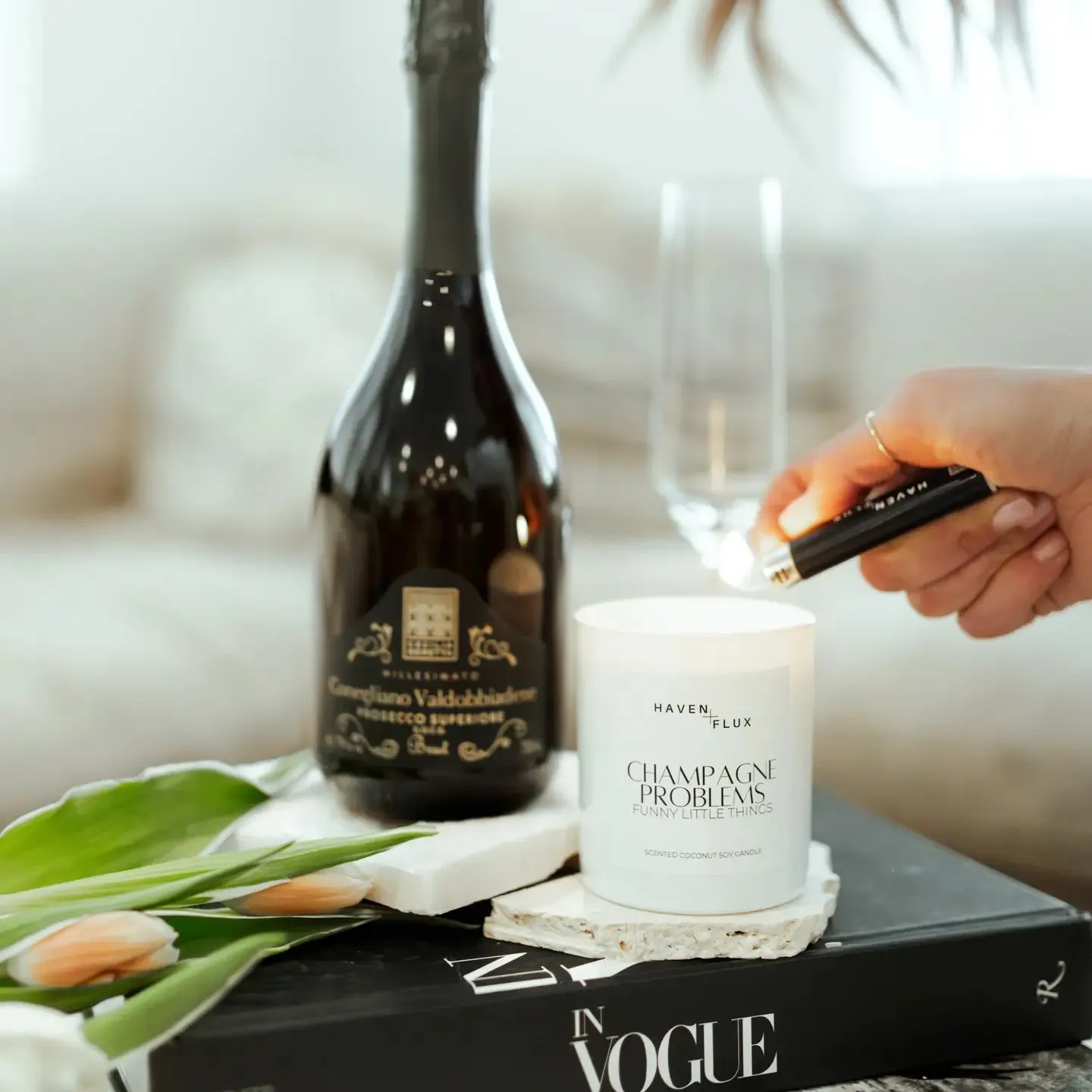 Haven and Flux Champagne Problems - Coconut Soy Wood Wick Candle