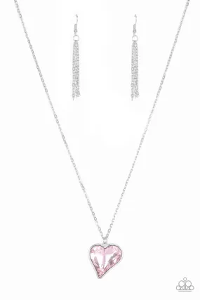 Heart Flutter - Pink Paparazzi Necklace