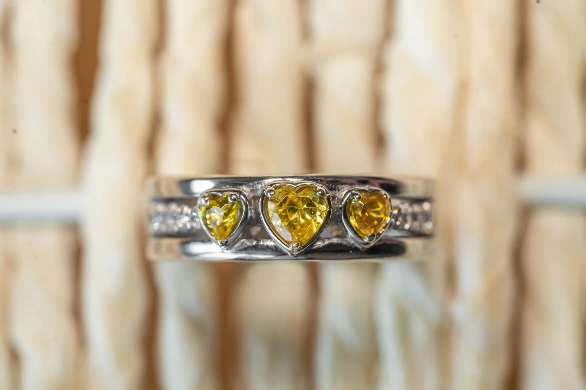 Heart shape cut Yellow diamond ring